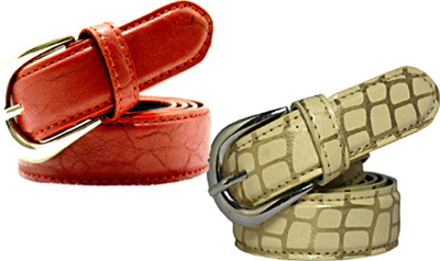 

Wholesome Deal Women Casual Multicolor Synthetic Belt, Red and cream