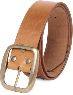

NEUBUCK Men Orange Genuine Leather Belt, Orange crackle