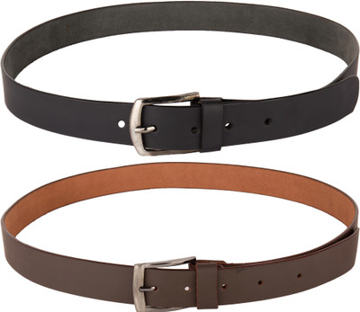 Viva Men Casual Brown Genuine Leather Belt, Black