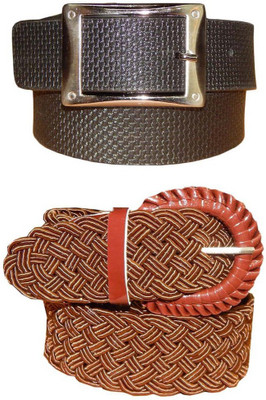 

Ansari Men Black, Brown Genuine Leather, Fabric Belt