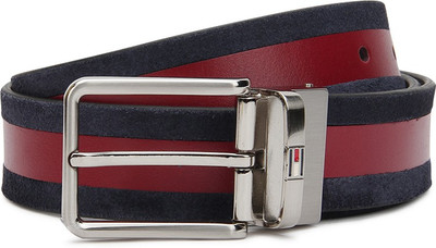 

Tommy Hilfiger Men Casual Multicolor Genuine Leather Reversible Belt, Red+navy/grey