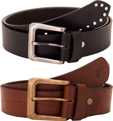 

Valbone Men Formal Black Genuine Leather Belt, Brown