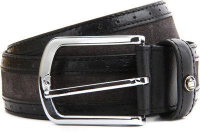 

Louis Philippe Men Black, Grey Genuine Leather Belt, Grey and black