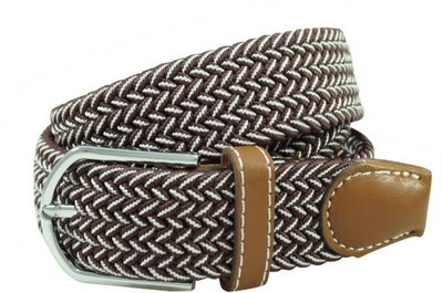 

The Tie Hub Men Casual Brown Synthetic Belt, Burgundy;white