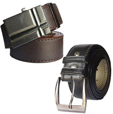 

Loopa Men Formal Multicolor Artificial Leather Belt, Black and brown