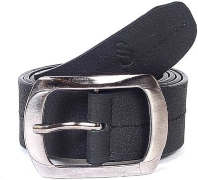 

Solzo Men Formal Black Genuine Leather Belt, Black solid