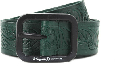

Pepe Jeans Men Black Genuine Leather Belt, Green