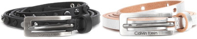 

Calvin Klein Women Black, Silver Genuine Leather Belt
