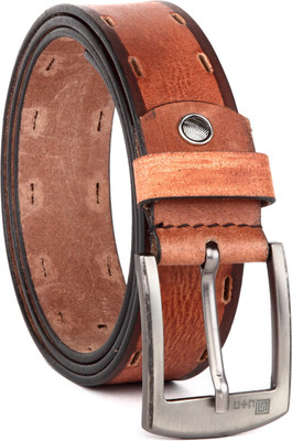 

U+N Men Casual Brown Genuine Leather Belt