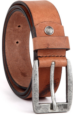 

U+N Men Casual Brown Genuine Leather Belt