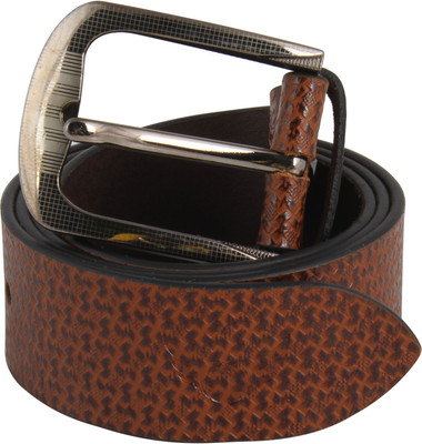 

Jeyam Men Brown Genuine Leather Belt, Brown zig zag