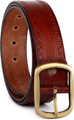 

U+N Men Casual Brown Genuine Leather Belt, Bombay brown