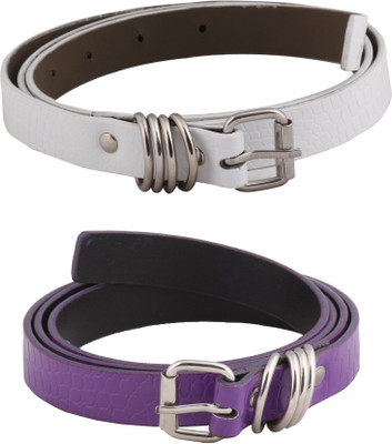 

SRS Women Casual Purple, White Artificial Leather Belt, Purple-white-011