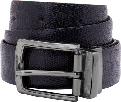 

Viva Men Casual Black Genuine Leather Belt, Silver