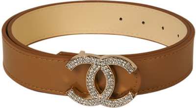 

Young & Forever Women Casual, Evening/Party, Formal, Semi-formal Brown Artificial Leather Belt, Rhinestone embellished double c brown