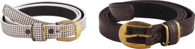 

SRS Women Casual Brown, White Artificial Leather Belt, Brown-white-113