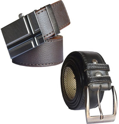 

Loopa Men Formal Multicolor Artificial Leather Belt, Black and brown