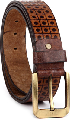 

U+N Men Casual Brown Genuine Leather Belt