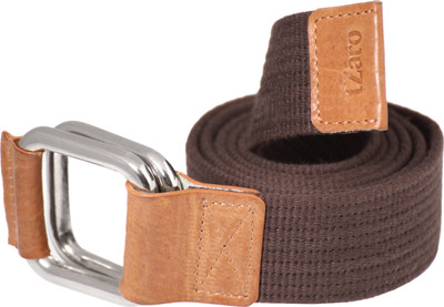 

tZaro Men Casual Tan, Brown Fabric, Genuine Leather, Metal Belt, Brown and tan