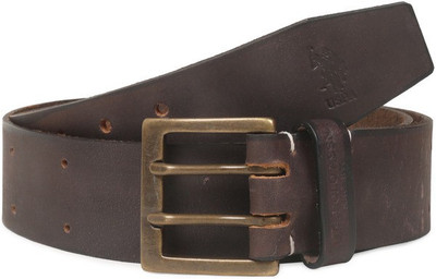 

U.S. Polo Assn Men Casual Brown Genuine Leather Belt, Dark brown