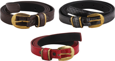 

SRS Women Casual Black, Brown, Red Artificial Leather Belt, Black-brown-red-123