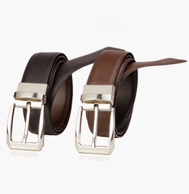 

99Cells Men Formal Black Genuine Leather Reversible Belt