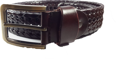

SHAKS TRADERS Men Maroon Genuine Leather Belt, Dark maroon