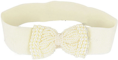 

Young & Forever Women Casual, Evening/Party, Formal, Semi-formal White Artificial Leather Belt, Exquistite white pearl bow stretch