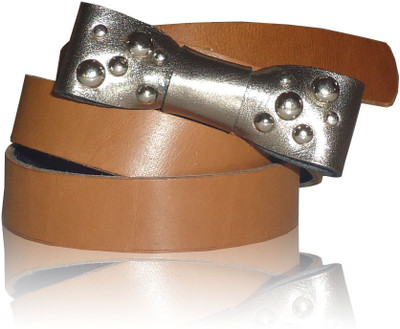 

Dhruva Women Formal Tan Genuine Leather Belt, Bow wrap (tan)