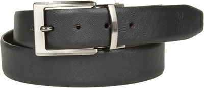 

Kosher Men Formal Black Genuine Leather Reversible Belt, Black-brown