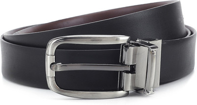 Bulchee Men Brown, Black Metal Reversible Belt, Black and brown