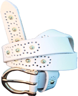 

Lion Heart Women Casual White Genuine Leather Belt