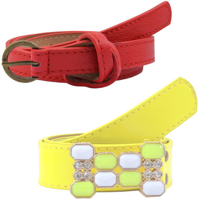 

Antiformal Women Casual Yellow, Red Artificial Leather Belt, Red;yellow