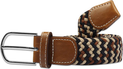 

Zobello Men Casual Multicolor Canvas Belt, Brown;cream;navy