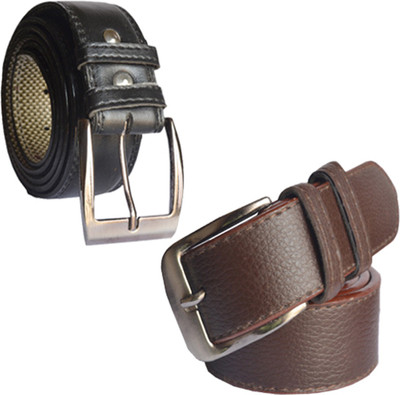 

Loopa Men Formal Multicolor Artificial Leather Belt, Black and brown