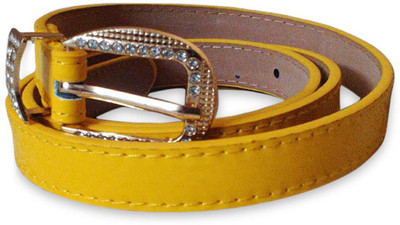 Rege Women Casual Yellow Artificial Leather Belt, Yellow-1