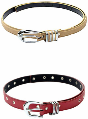 

Skyways Women Casual Beige, Maroon Artificial Leather Belt, Biege;maroon