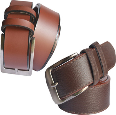 

Loopa Men Formal Multicolor Artificial Leather Belt, Black and brown