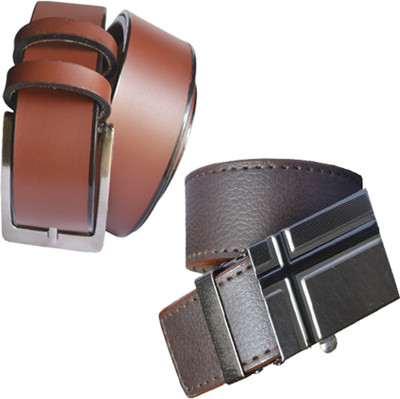 

Loopa Men Formal Multicolor Artificial Leather Belt, Black and brown