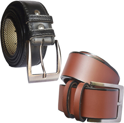

Loopa Men Formal Multicolor Artificial Leather Belt, Black and brown