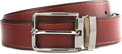 

Woodland Men Brown, Tan Genuine Leather Reversible Belt, Purplish red