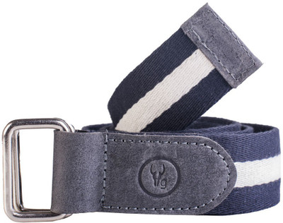

Hidegear Men Blue, White Genuine Leather, Canvas Belt, Navy;white