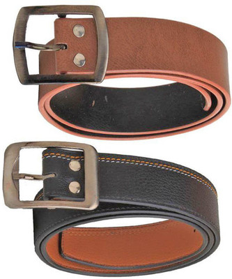 

Elligator Men Casual, Party, Formal Brown, Black Artificial Leather Belt, Black;brown