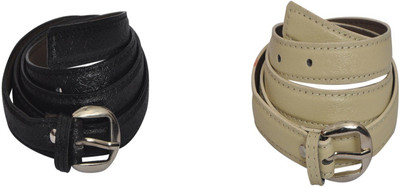 

Robb Club Women Black, White Artificial Leather Belt, Black;cream