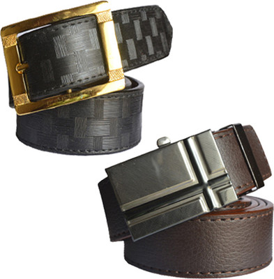 

Loopa Men Formal Multicolor Artificial Leather Belt, Black and brown