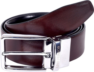 

Lino Perros Men Formal Black Genuine Leather Reversible Belt