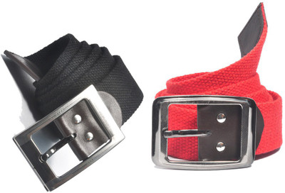 

AARIP Men Formal Black, Red Canvas Belt, Multy