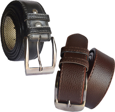 

Loopa Men Formal Multicolor Artificial Leather Belt, Black and brown