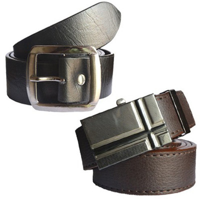 

Loopa Men Formal Multicolor Artificial Leather Belt, Black and brown
