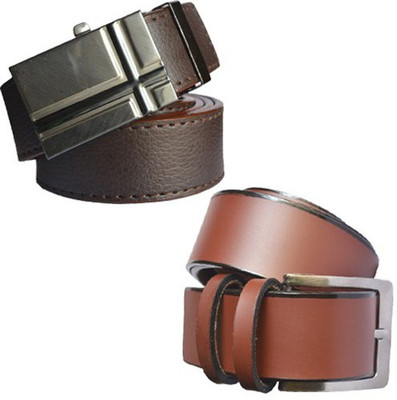 

Loopa Men Formal Multicolor Artificial Leather Belt, Black and brown